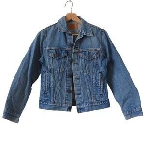 Vintage Levi's Denim Jacket Womens XS / Youth 16 Jean 80s Stiff Cotton Trucker